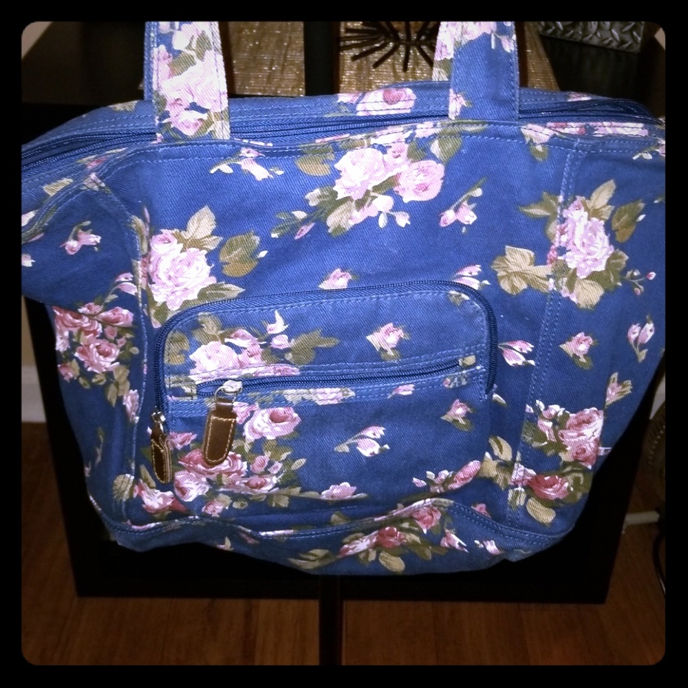 Navy Floral Tote
